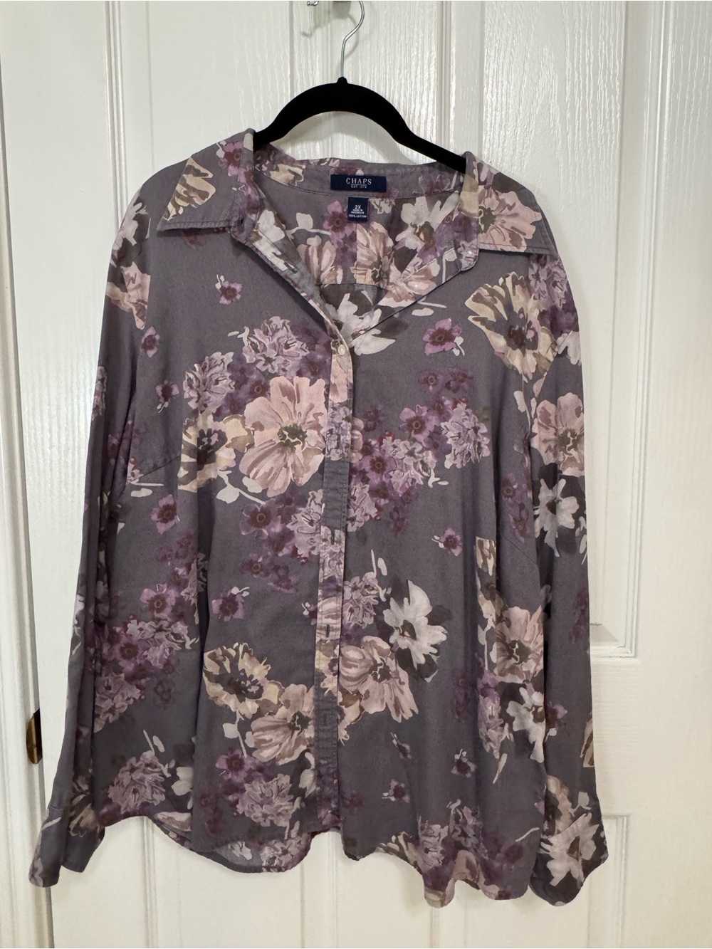Chaps Women's Purple Floral Button-Up Shirt